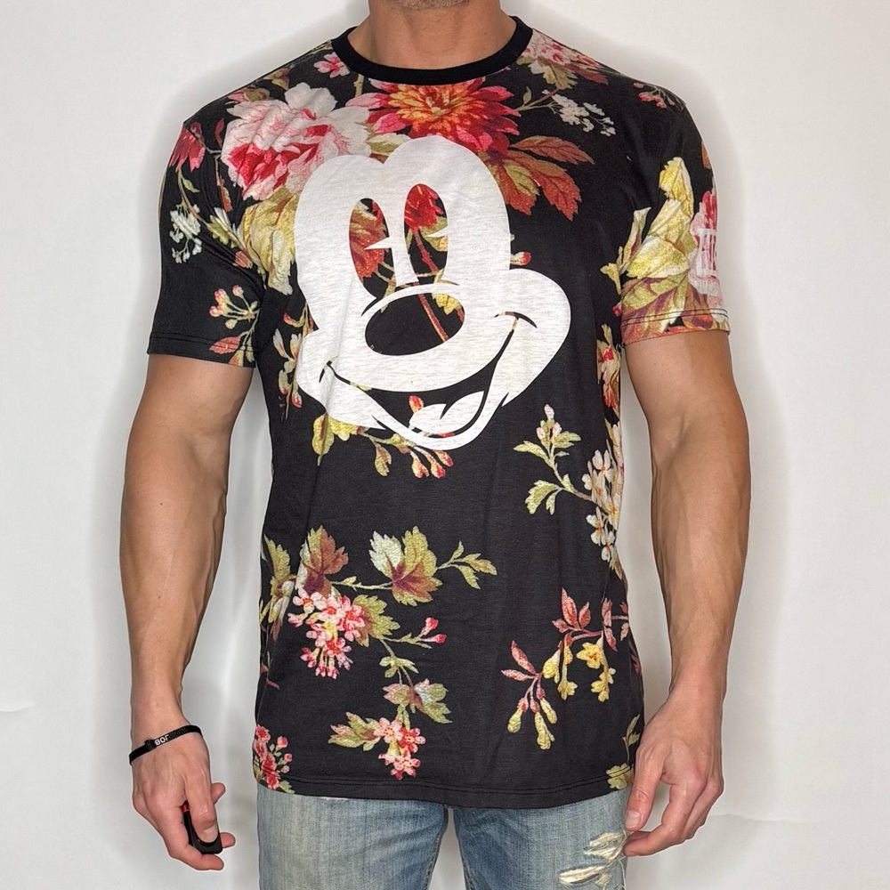 Floral Graphic Mickey Mouse Men's Shirt